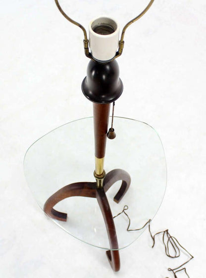 Mid-Century Modern Floor Lamp with Glass Table and Walnut Base Pearsall