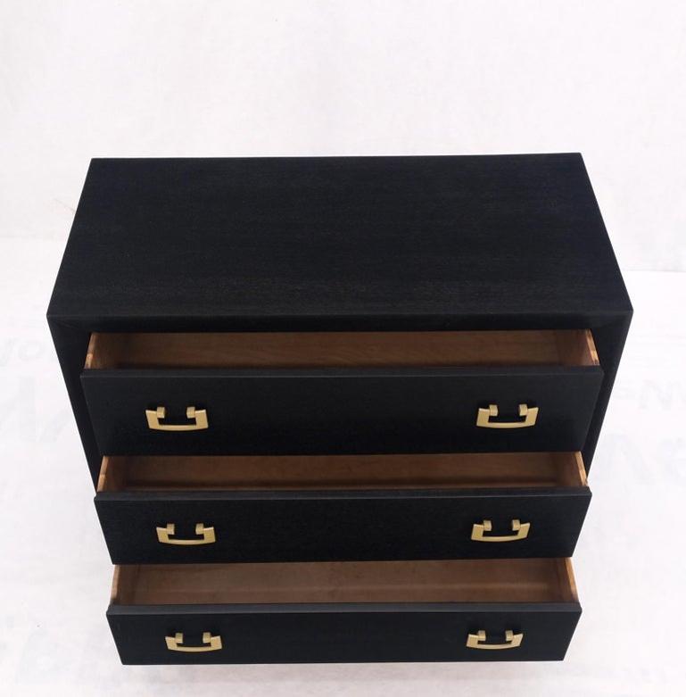 Gold Drop Pulls Ebonized Mahogany 3 Drawers Bachelors Chest Dresser Cabinet MINT