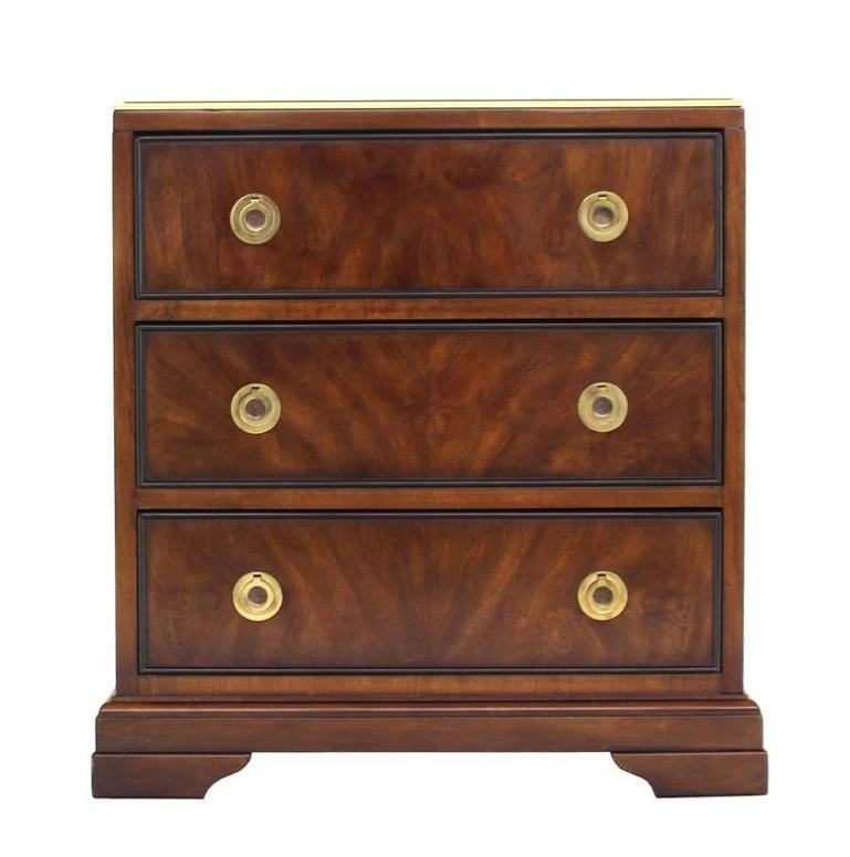 Three Drawer Campaign Style Three-Drawer Chest Occasional Cabinet Stand Table