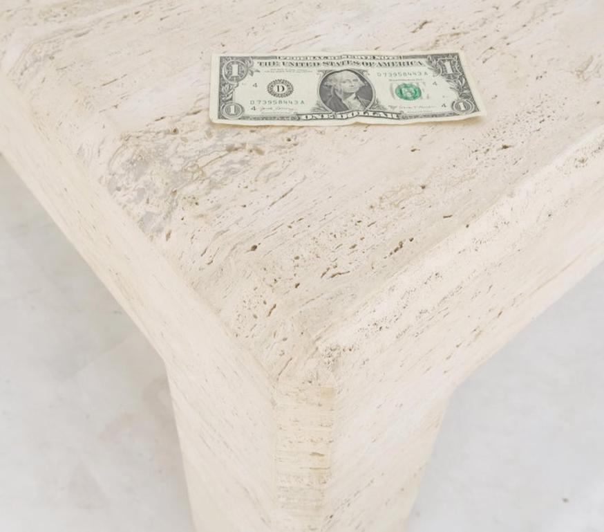 Large Travertine Rectangle Parsons Style Coffee Table on Thick Square Legs