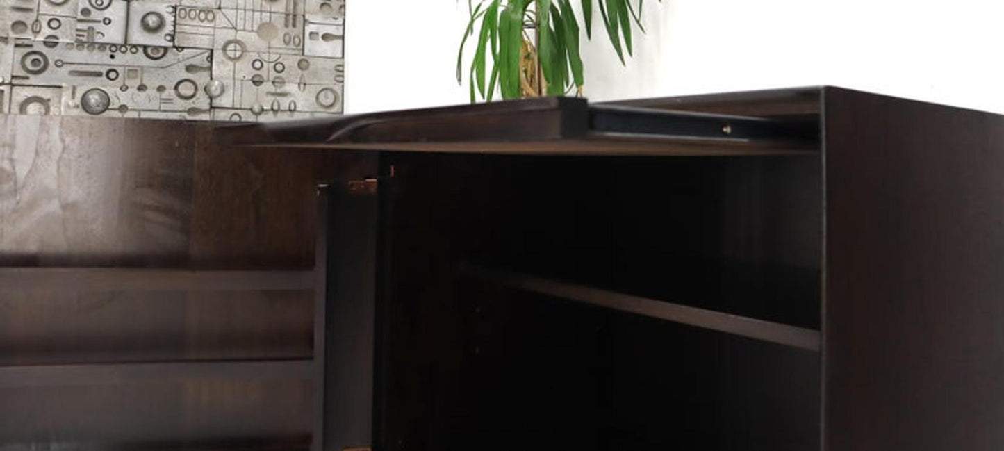 Mid-Century Modern Cube Shape Compact Liquor Cabinet End Table Espresso Finish