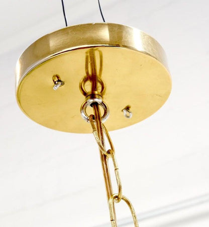 Mid-Century Modern Walnut Brass Smoked Glass 8 Candles Light Fixture