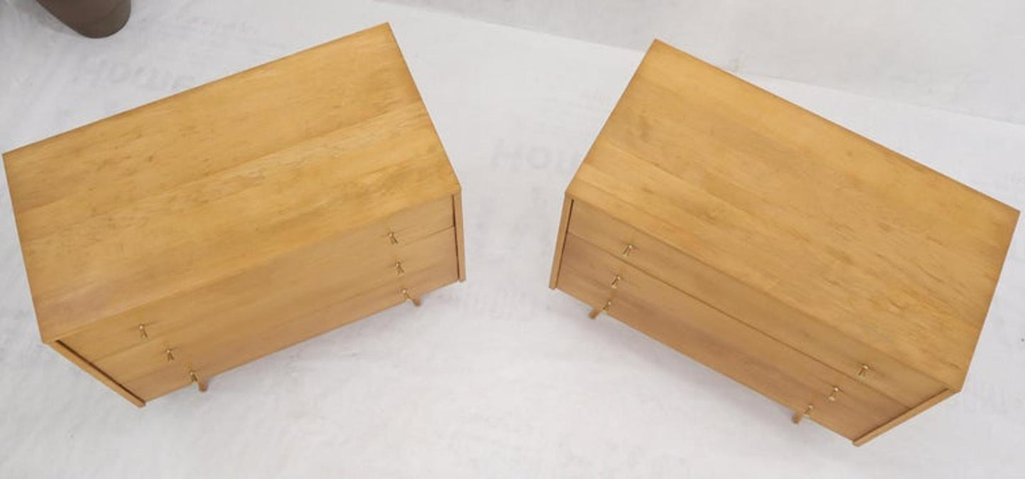 Pair of Refinished Paul McCobb Three Drawers Dressers Planner Group Tapered Legs
