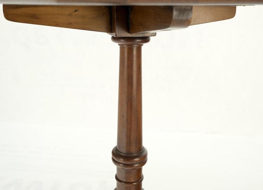 Fine Octagonal Shape Banded Burl Wood Tripod Base Occasional Table Stand Mint!