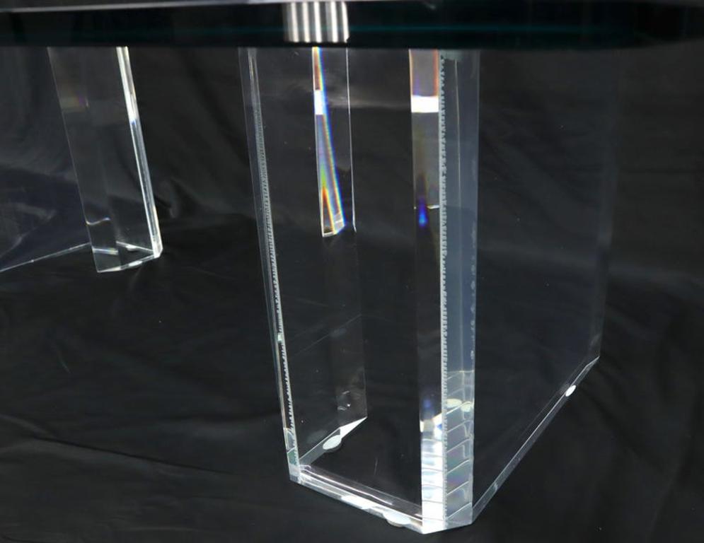 Lucite Base Glass Top Compact Rectangular Coffee Table