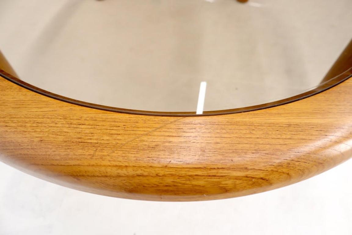 Danish Mid-Century Modern Oval Coffee Table with Smoked Glass Top
