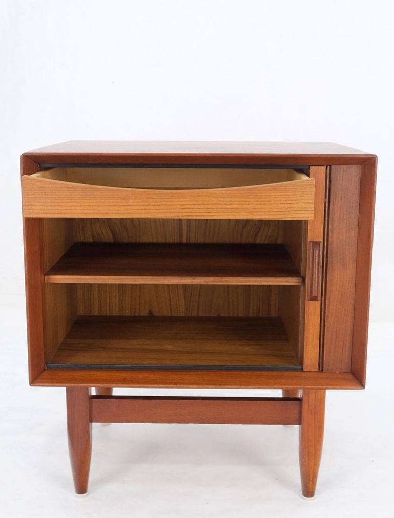 Danish Mid-Century Modern Tambour Door One Drawer End Table Night Stand Mint!