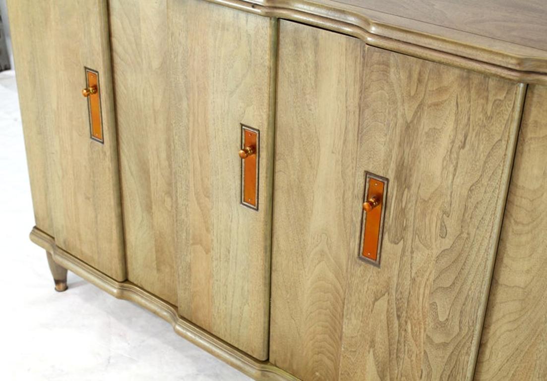Horn Tone Cerused Finished Sideboard Credenza with Folding Double Doors