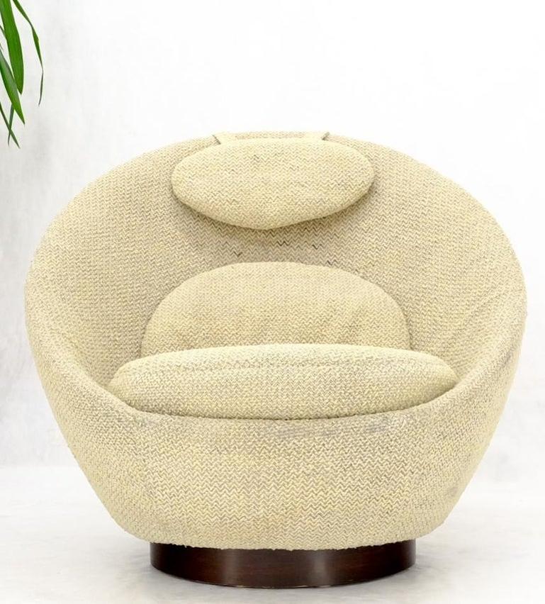 Mid-Century Modern Oval Egg Shape Pod Chair w/ Adjustable Head Rest on Band Base