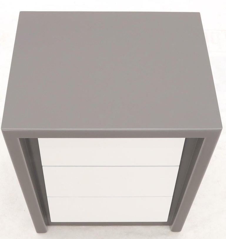 Pair of Tapered Shape Two Drawers Grey and White End Side Tables Nightstands