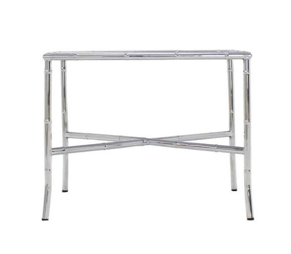 Chrome Faux Bamboo Smoked Glass Top Side or Coffee Table
