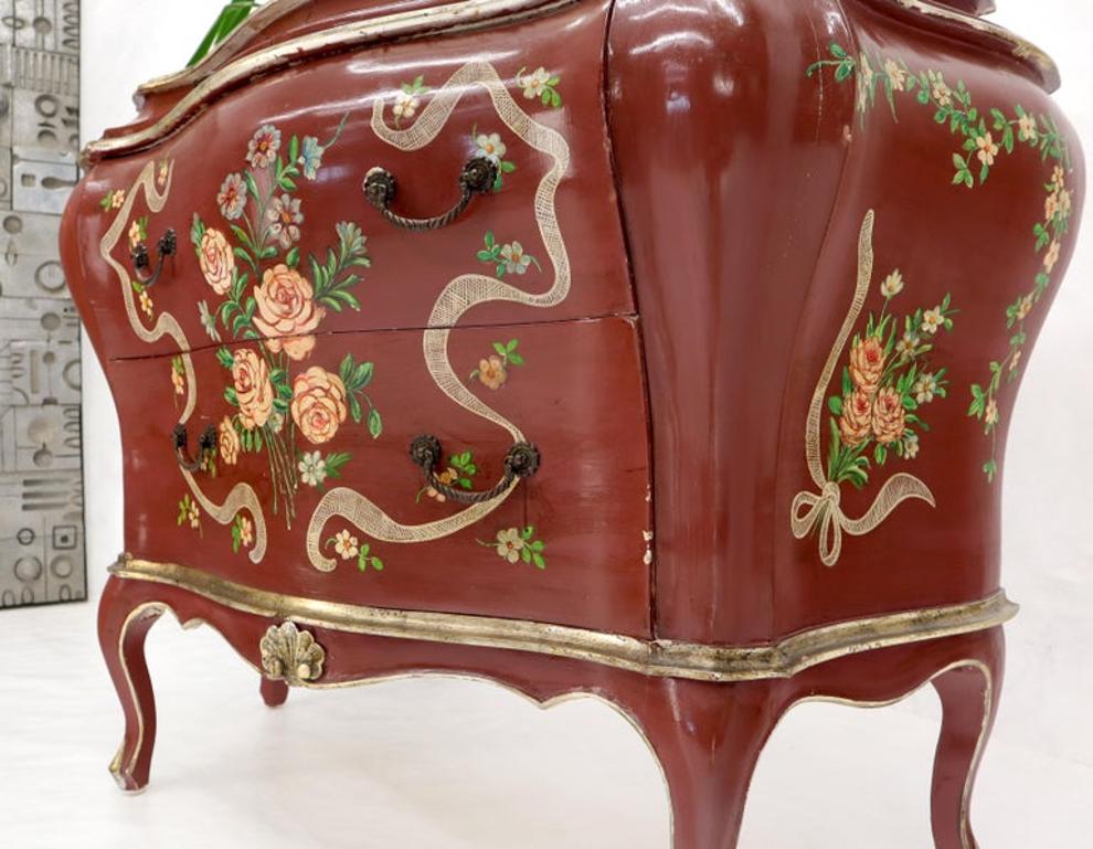Red Lacquer Painted Bombay Dresser Chest of Drawers