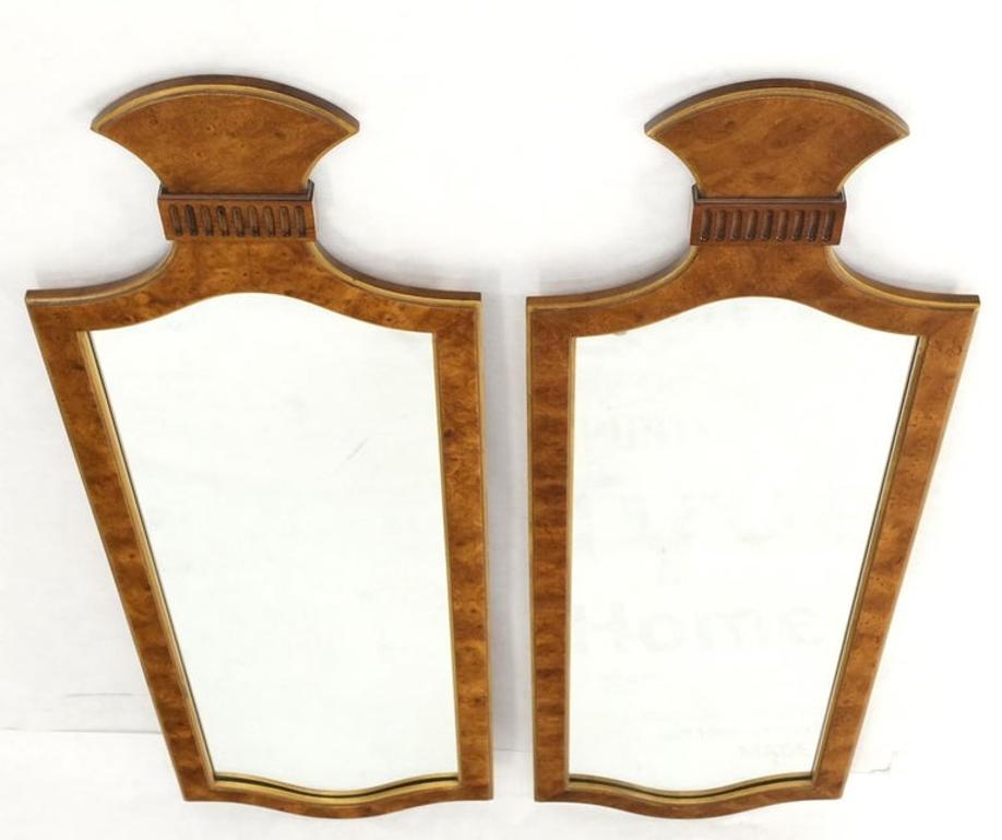 Pair of Decorative Figural Shape Burl Wall Mirrors Mid Century Modern Mint