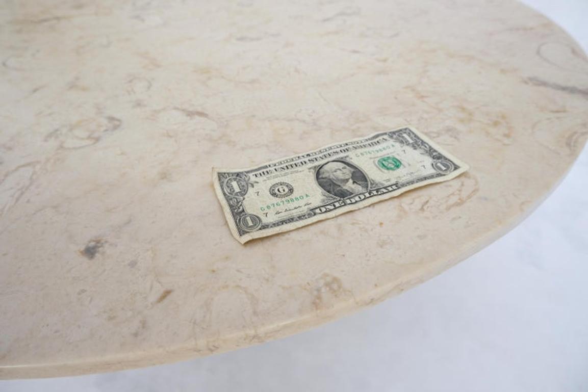 Mid-Century Modern Turned Solid Walnut Base Marble Top Round Coffee Table MINT
