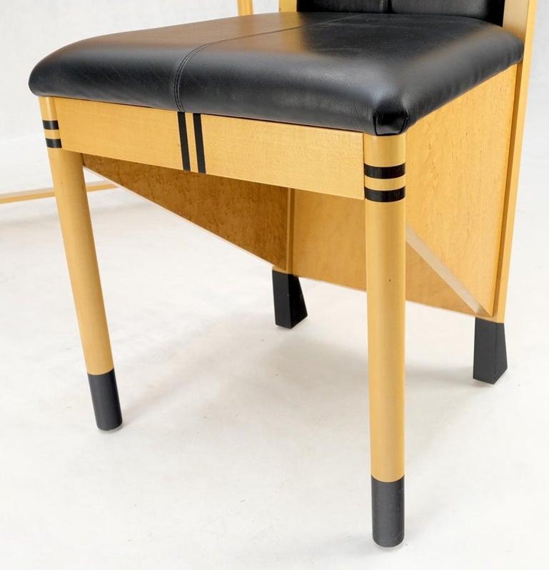Birds Eye Maple Italian Art Deco Style Low Profile Desk w/ Leather Chair Mint!