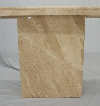 Travertine Single Pedestal Console Sofa Table
