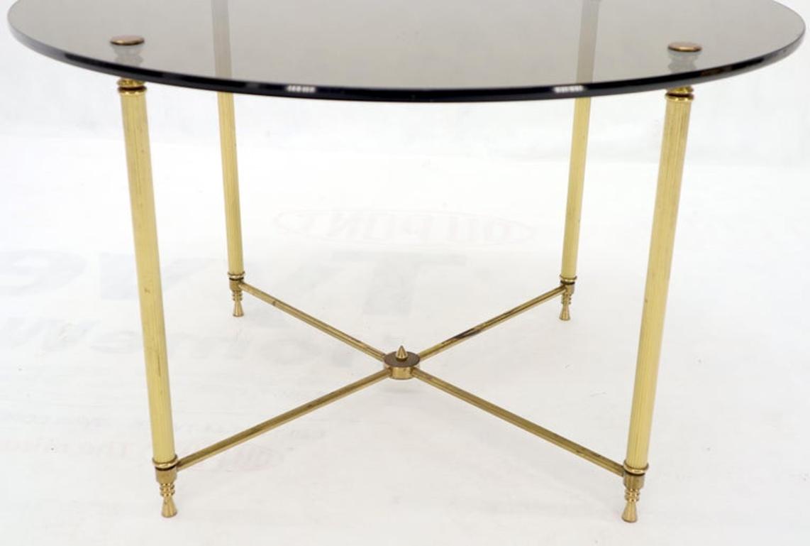 Circular Round Smoked Glass Brass Legs Nesting Coffee Table