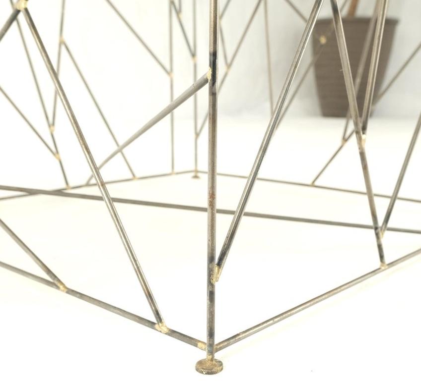 Travertine Top Wire Base Square Side End Table Stand Mid-Century Modern MINT!
