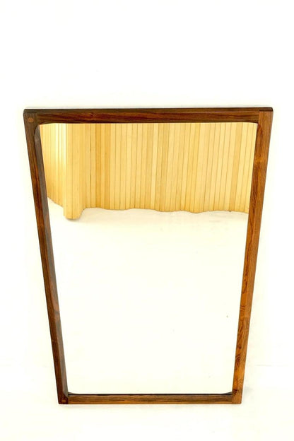 Danish Mid Century Modern Solid Rosewood Frame Rectangle Wall Mirror MINT!