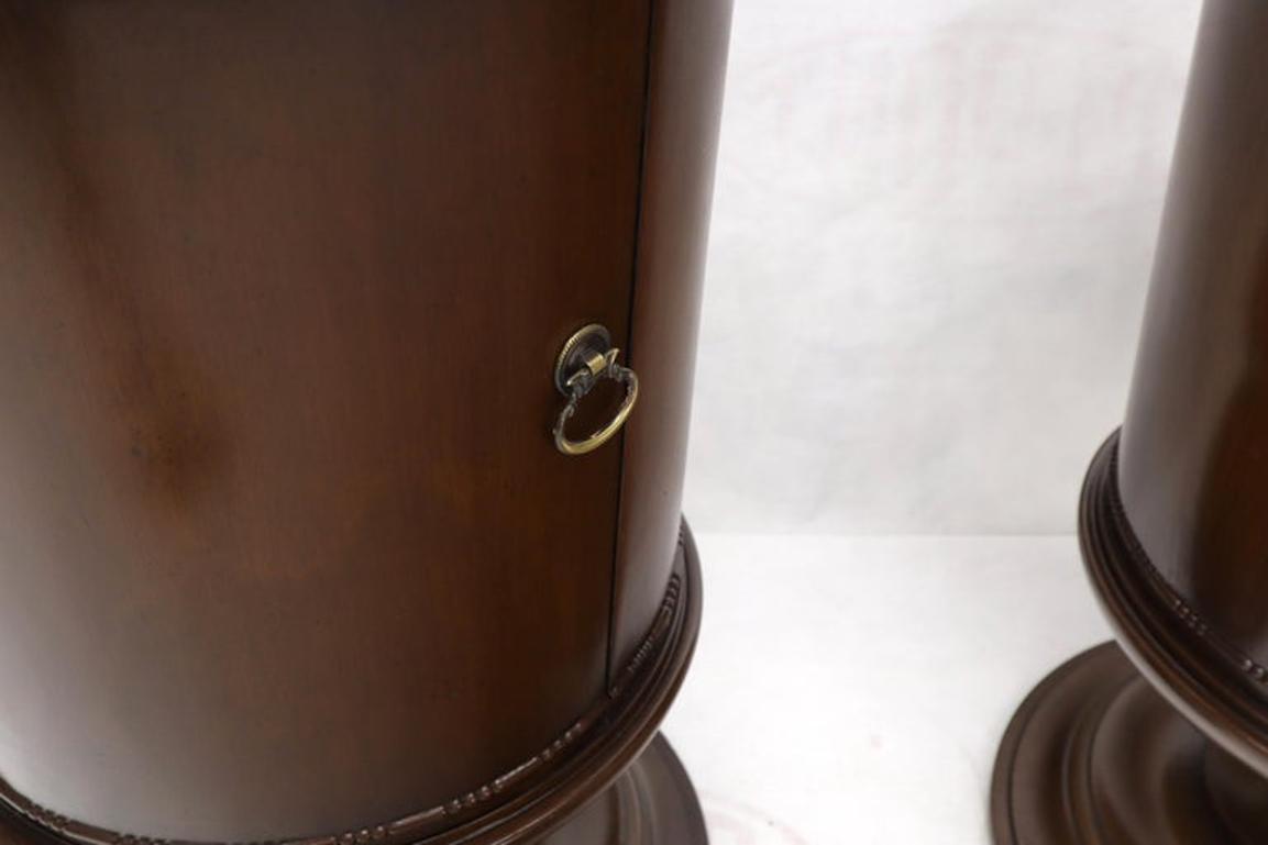 Pair of Round Barrel Shape One Door Compartment End tables Night Stands