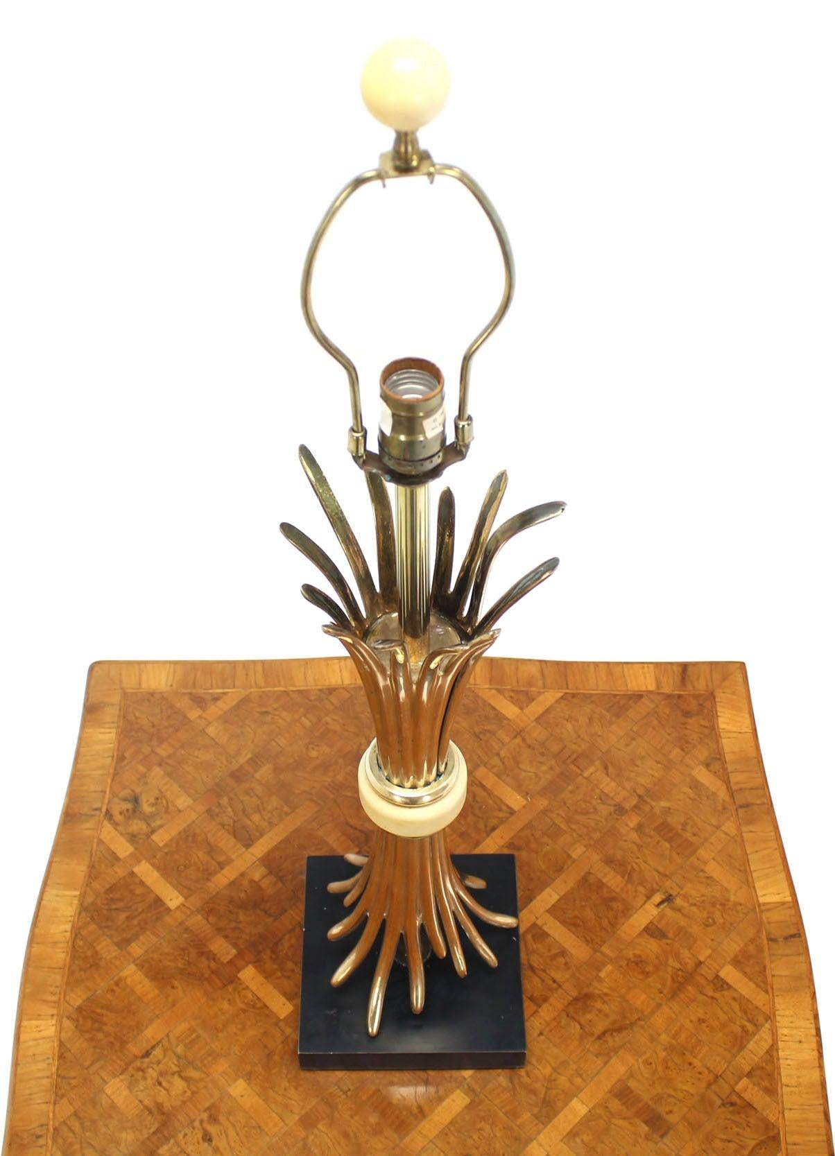 EstablishedLines Mid Century Modern Gold or Brass Wheat Sheaf Base Table Lamp by Chapman Mint