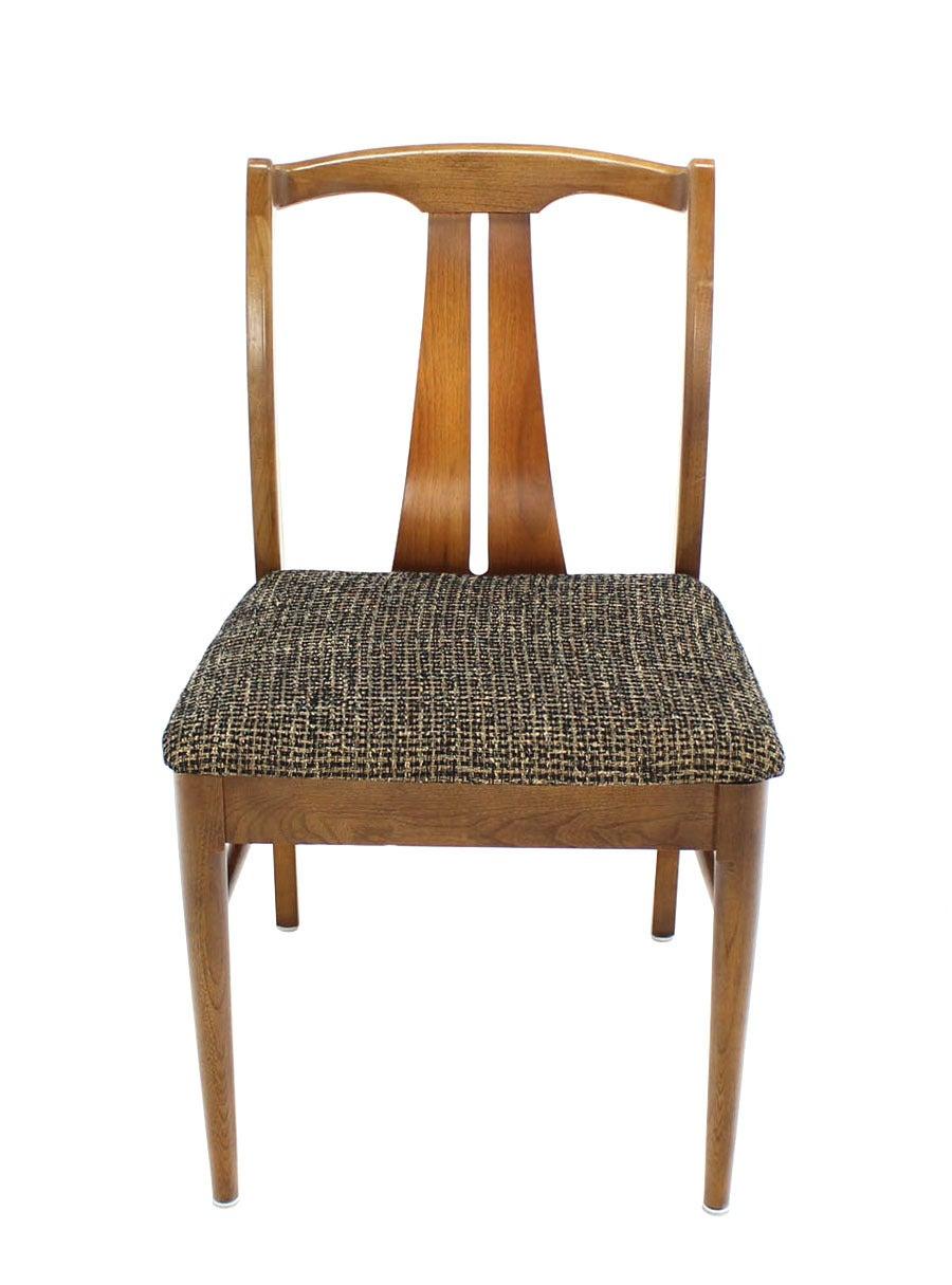 Six Mid-Century Modern Medium Light Walnut Dining Chairs New Upholstery MINT