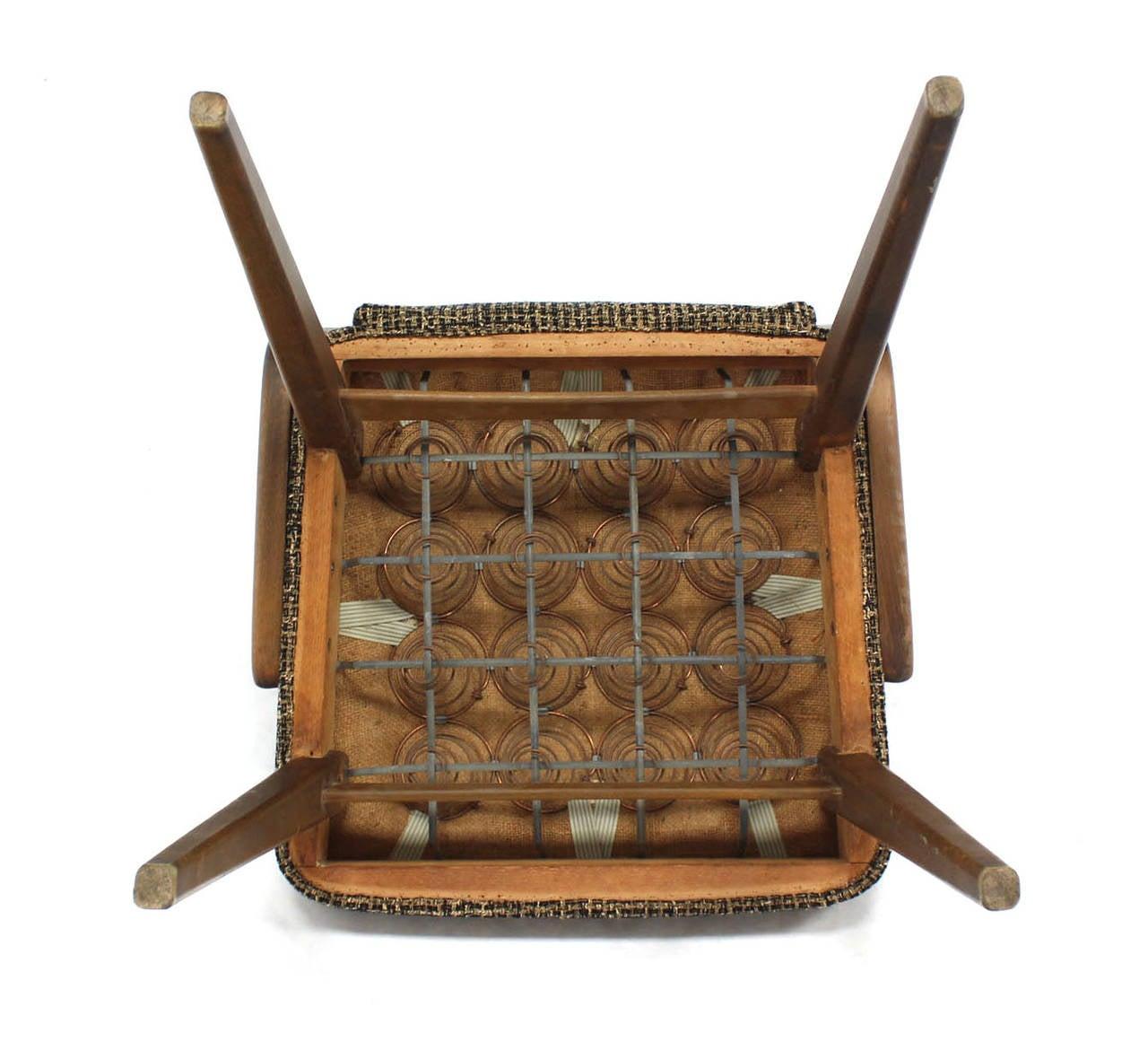 EstablishedLines Set of Four Mid-Century Modern Blond Wood Side Dining Chairs New Upholstery MINT