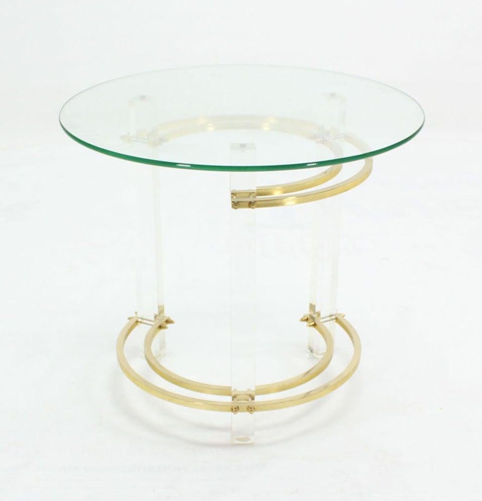 EstablishedLines Mid Century Charles Hollis Jones Round Lucite Brass Side End Lamp Table Stand