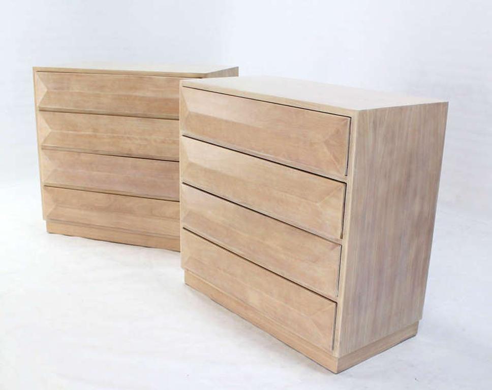 Pair Solid Mahogany Raised Front Mid Century Modern Bleached Bachelor Chest MINT