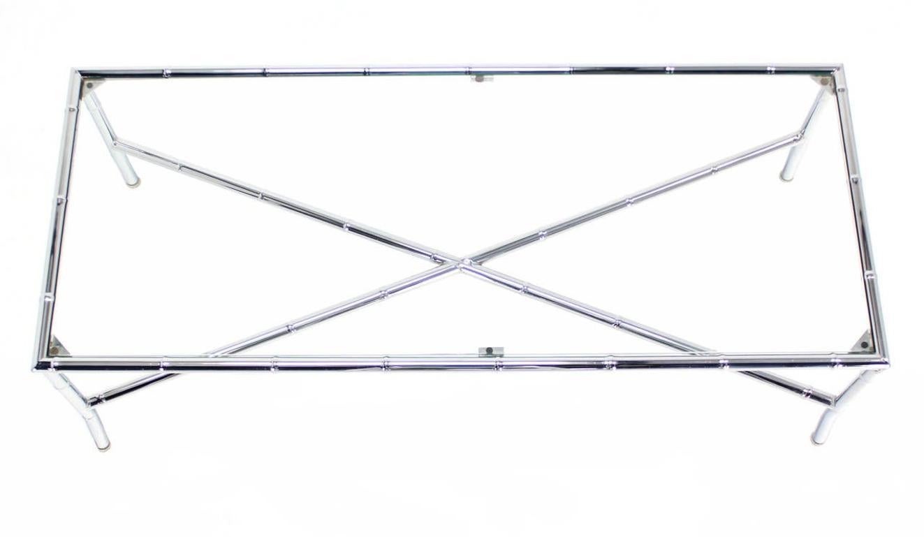 EstablishedLines Mid Century Italian Modern Faux Bamboo X-Base Long Rectangle Coffee Table MINT!