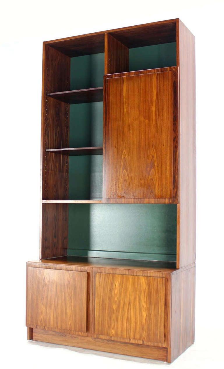 EstablishedLines Danish Mid Century Modern Rosewood Wall Unit Shelves 3 Door Compartments MINT