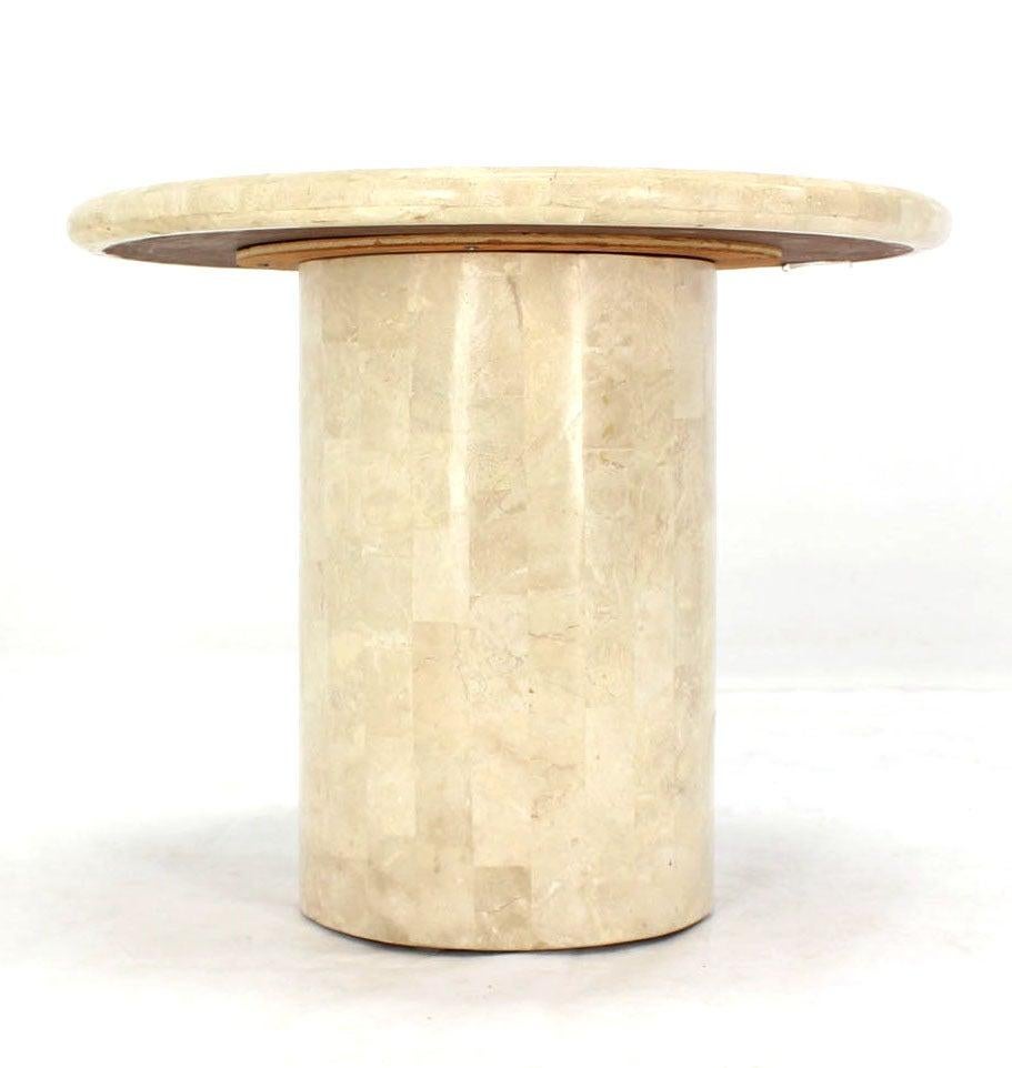 EstablishedLines Mid Century Modern Tessellated Stone Veneer End Side Lamp Table Pedestal Stand
