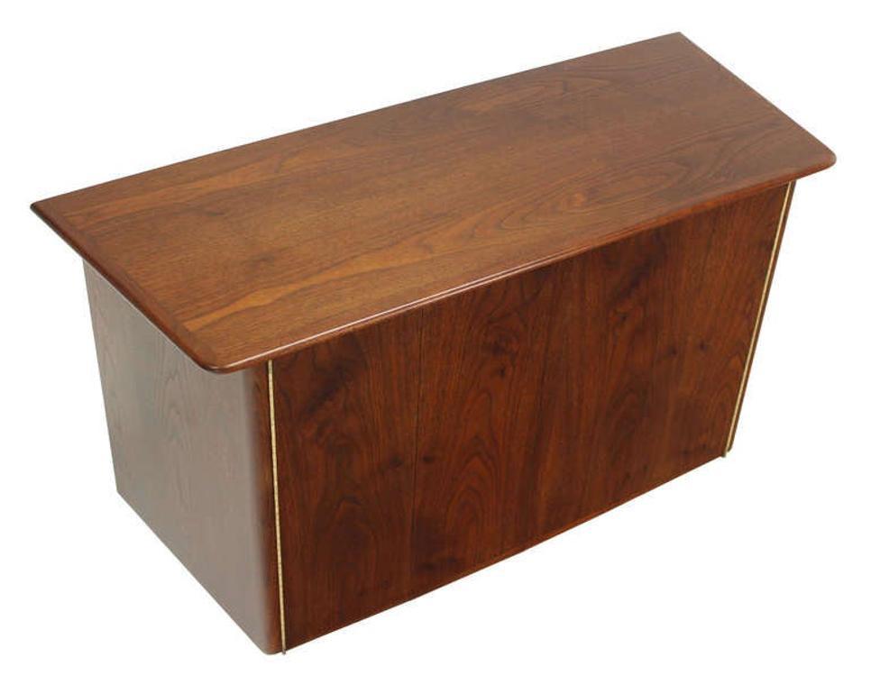 EstablishedLines Pair HANGING Walnut Mid-Century Danish Modern Floating Dressers Console Cabinets