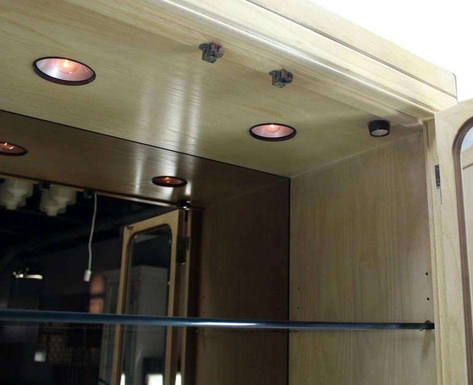 EstablishedLines Pair John Stuart White Wash Beveled Glass MidCentury Modern Tall Display Cabinet