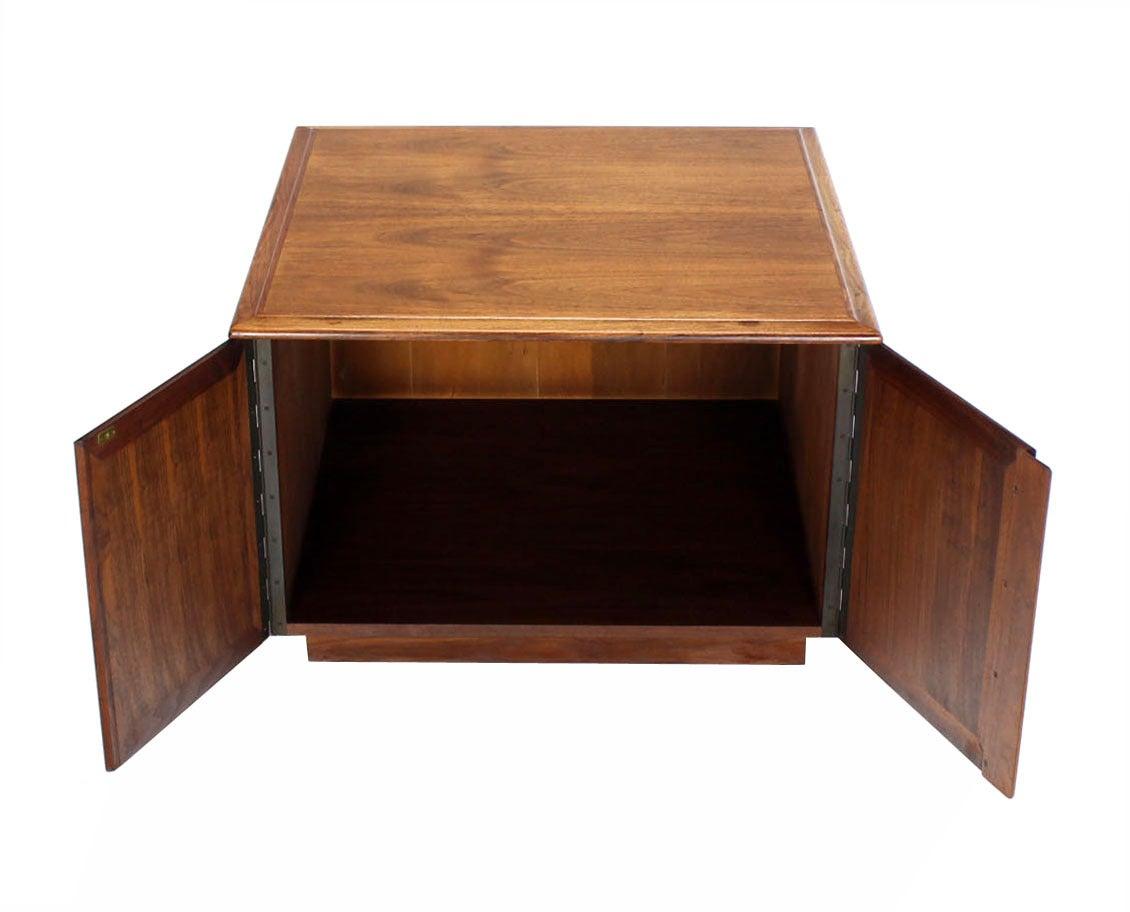 EstablishedLines Mid Century Modern Double Door Cabinet Cube Shape Walnut End Side Lamp Table