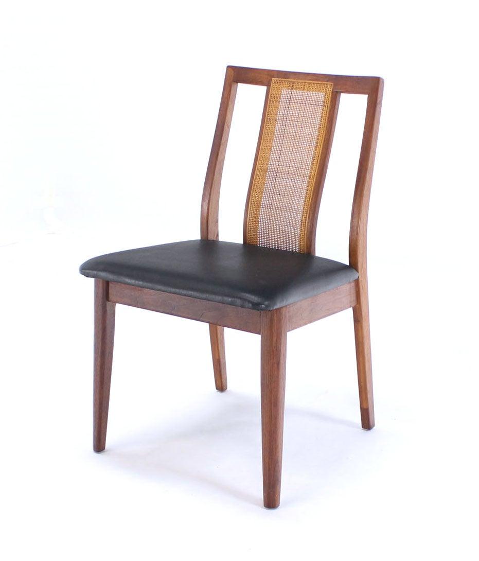 Set 4 Danish Mid-Century Modern Oiled Walnut Cane Back Side Dining Chairs MINT!