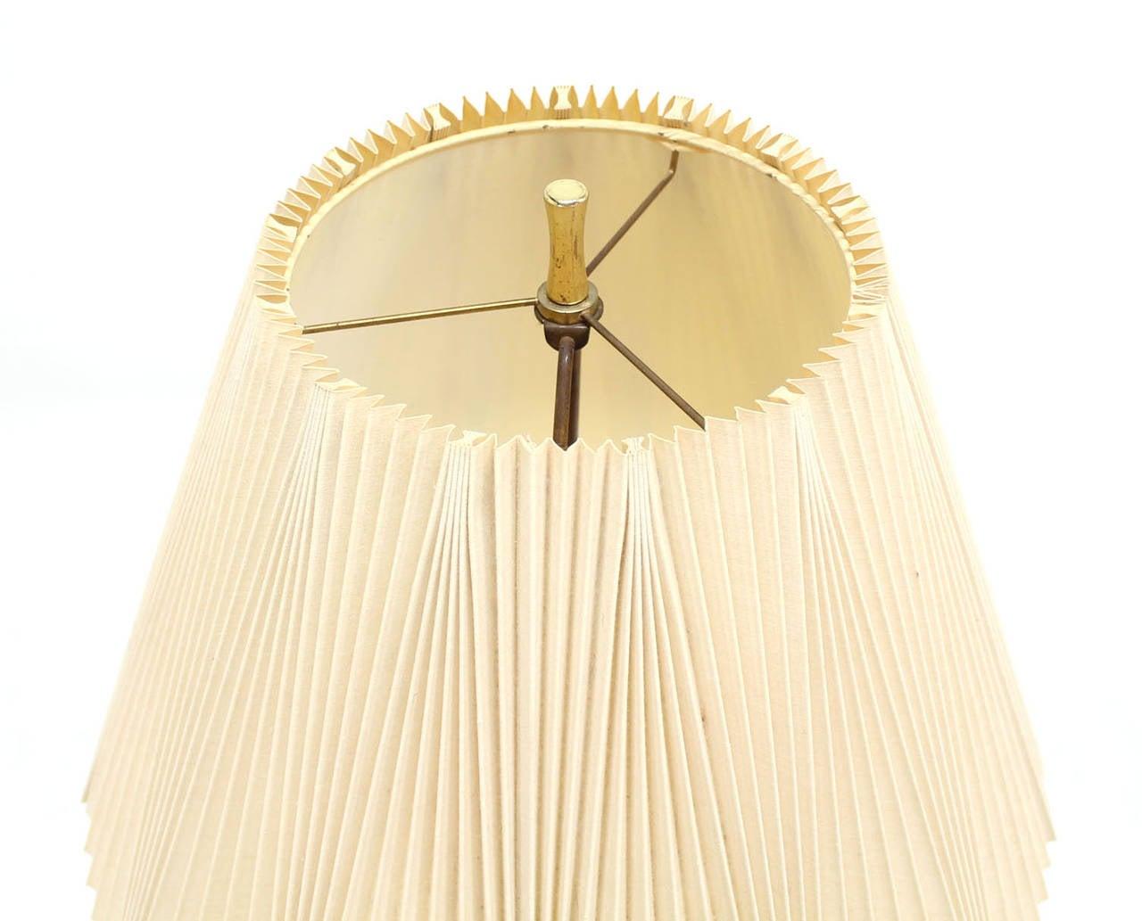 EstablishedLines 1970's Round Solid Oiled Walnut Brass Trims Base Mid Century Modern Floor Lamp