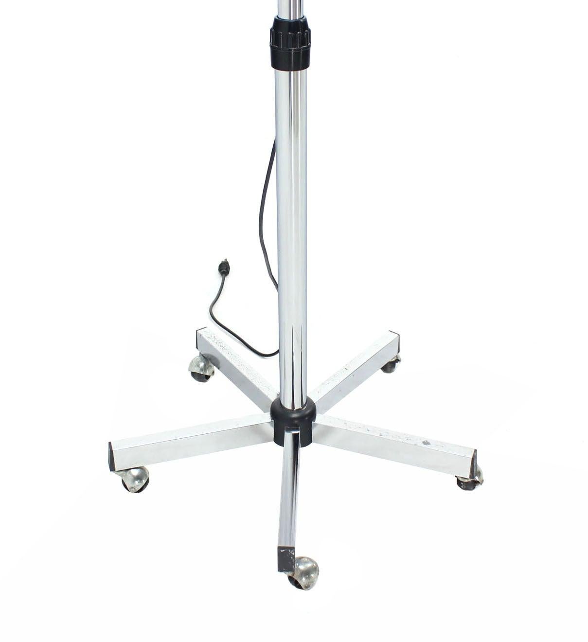 EstablishedLines Chrome Wheel Base Mid-Century Modern Adjustable Four-Arm Lamp Heat Lamps