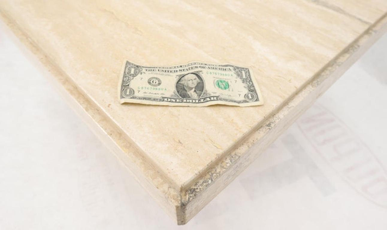 Square Italian Mid-Century Modern Travertine Side Table