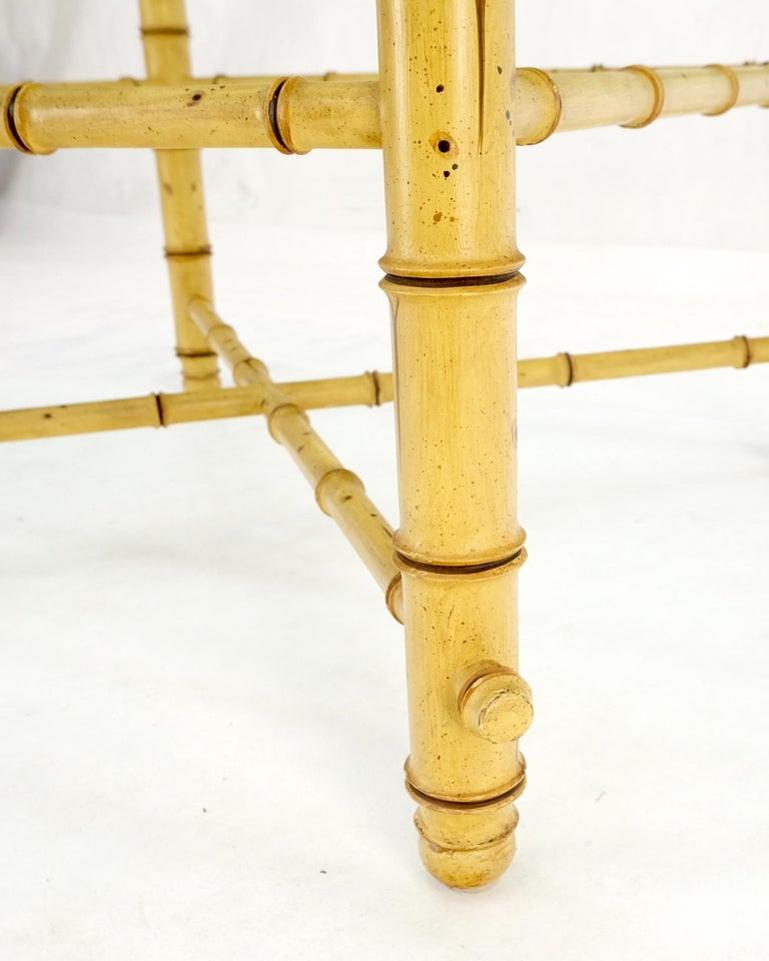 Faux Bamboo Glass Wide Rectangle Coffee Table Hollywood Regency Mid Century