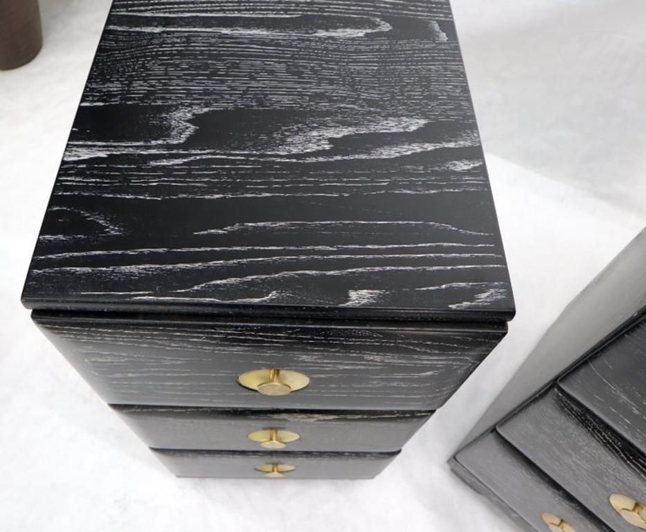 Pair of Three-Drawer Ceruised Oak Nightstands End Tables
