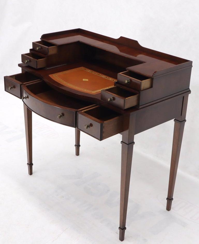 Petit English Multi Drawer Compartment Mahogany Leather Top Desk