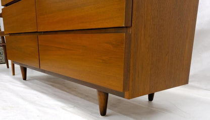 Mid-Century Modern Block Front American Walnut 6 Drawers Dresser Restored