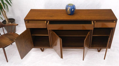 Mid Century V Shape Leg 4 Doors Compartments 3 Drawer Credenza Buffet Cabinet