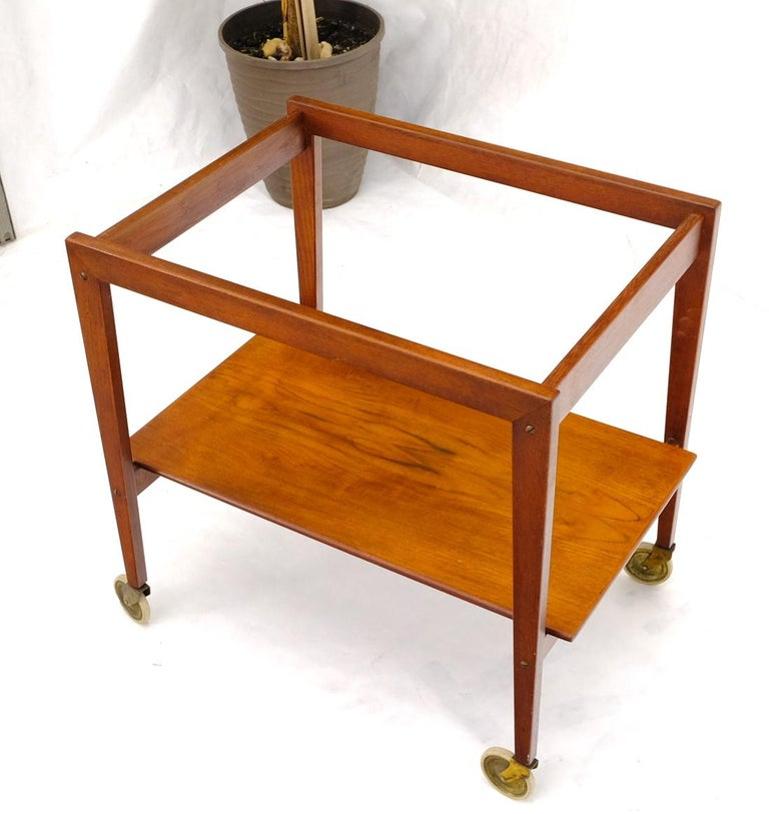 Danish Mid-Century Modern Teak Cart w/ Removable Tray on Wheels