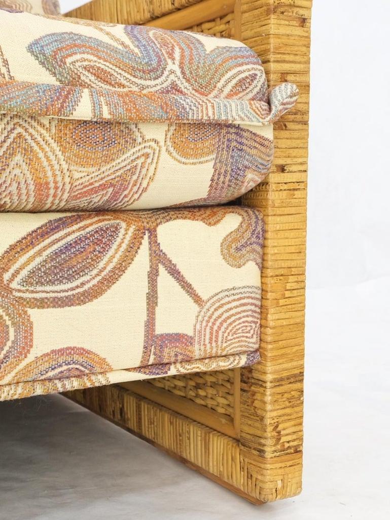 Mid-Century Modern Box Shape Rattan Cane Bamboo Loveseat Sofa Settee Mint!