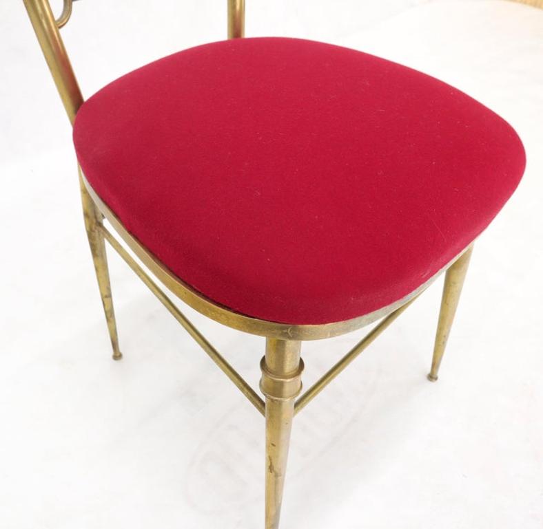 Set of 3 Italian Solid Brass Chiavari Chairs From 1950s New Upholstery