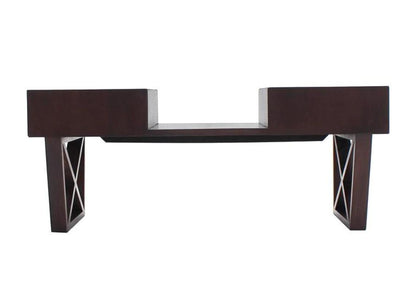 Bi Level Coffee Table with Two Side Drawers Storage in Espresso Finish
