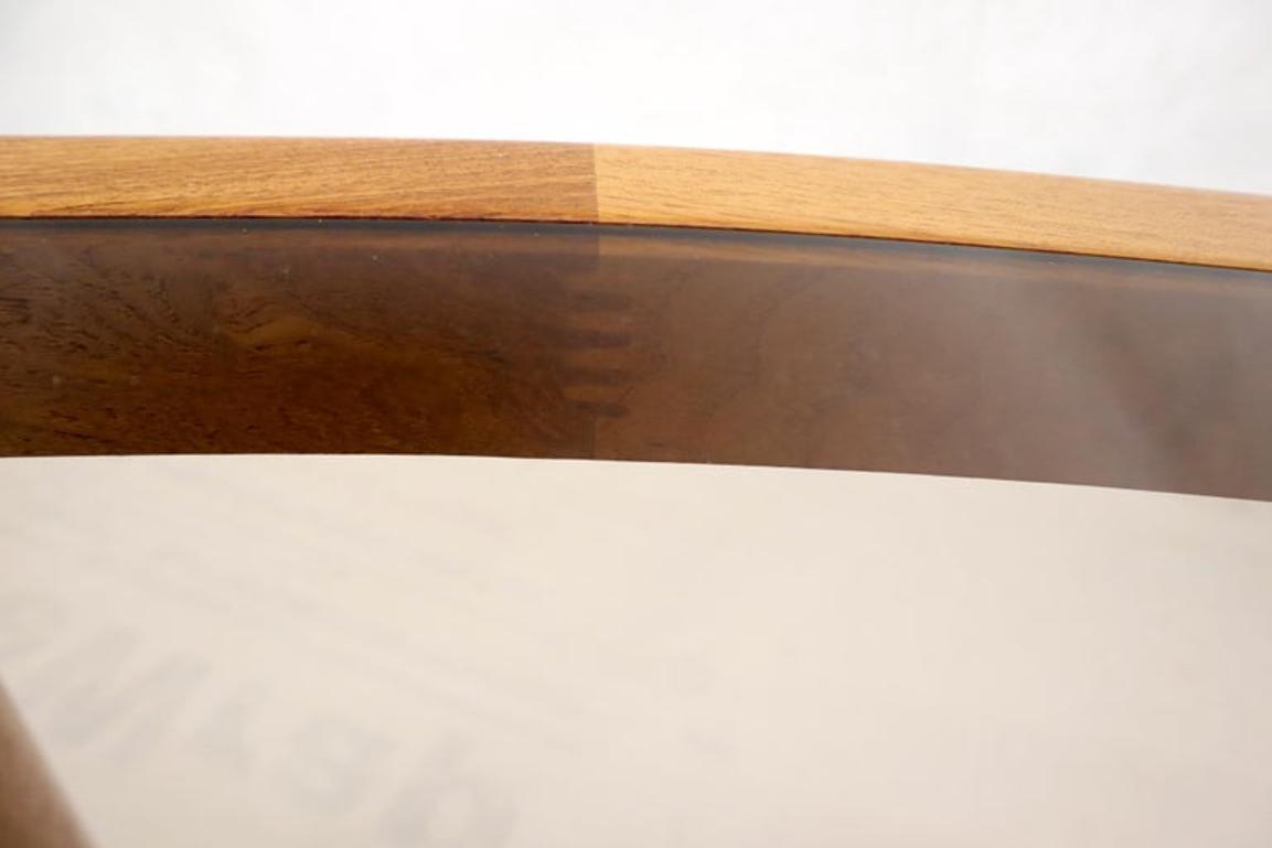 Danish Mid-Century Modern Oval Coffee Table with Smoked Glass Top