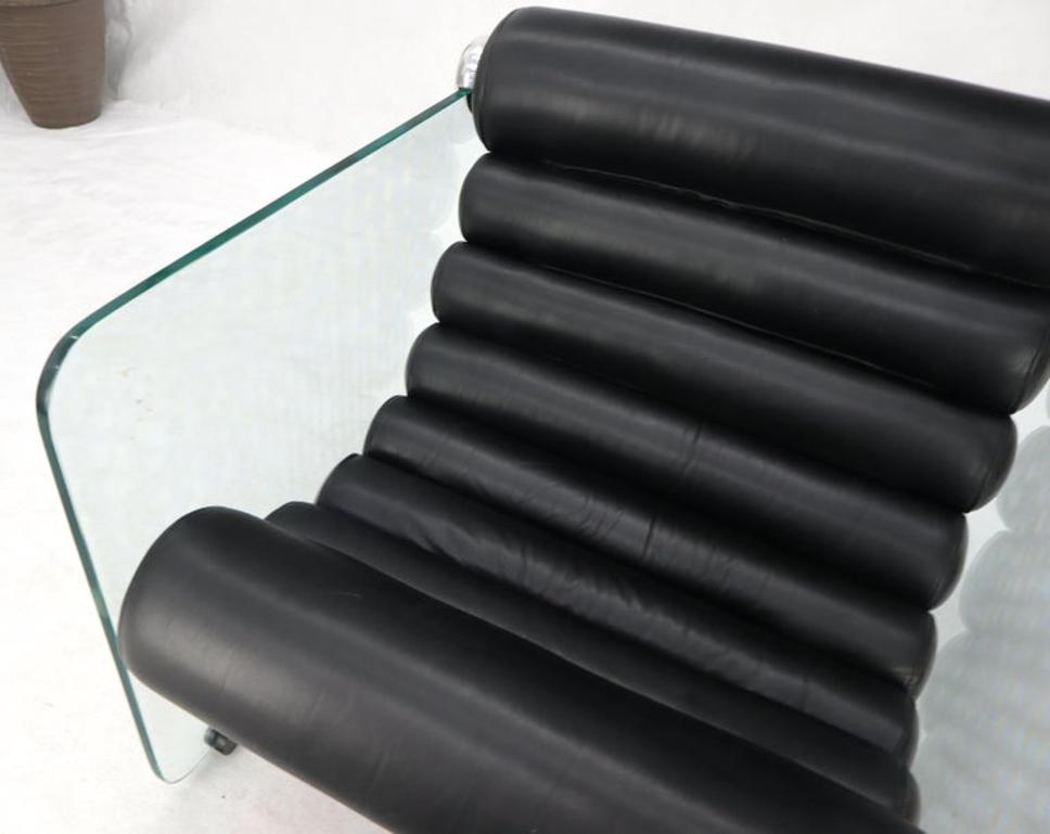 Fabio Lenci Hyaline Chair Lounge Glass Black Leather, 1974